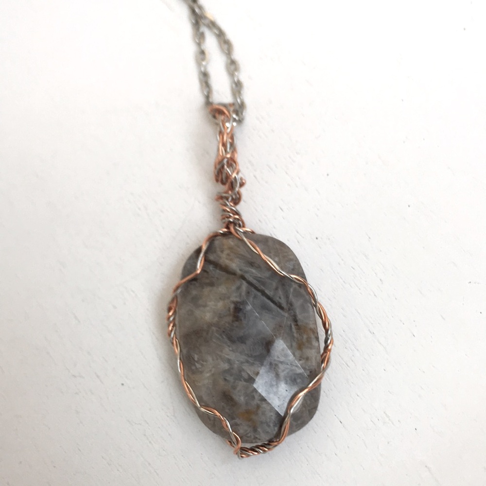 Handcrafted Jasper Oval Cut Wire-wrapped Necklace